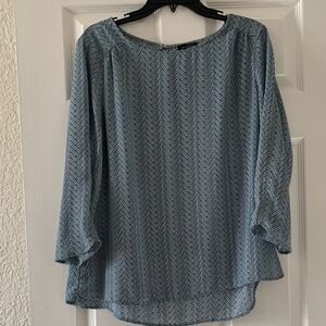 The Limited Light Blue Chevron Boatneck Blouse